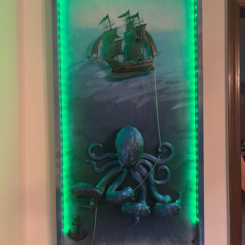 Nautical Ship and Octopus Wall Art with LED Lights